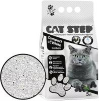 Cat Step Compact White Carbon наполнитель комкующийся минеральный 10л