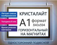 Тонкая панель световая светодиодная кристалайт односторонняя подвесная формат А1 горизонтальная