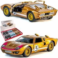 Металлическая машинка игрушка 1:32 1966 Ford GT40 MKII (Форд ГТ), инерционная / Золотой