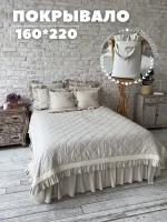 Покрывало на кровать 160x220 см, двустороннее, стеганое, лен Home Flax