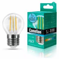 Лампа CAMELION Е27 7Вт 4500K 765Лм LED7-G45-FL/845/E27 13459, светодиодная, филаментная, нейтральный белый, шар