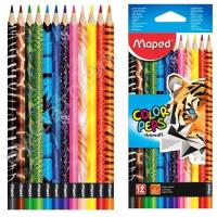 MAPED Карандаши цветные maped color pep's animals', 12 цветов, трехгранные, заточенные, европодвес, 832212