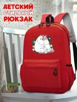 Школьный красный рюкзак с принтом moomin - 248