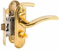 Ручка-защелка дверная с фиксацией булат ЗЩ1-Д01.05 (П) альфа золото правая внутренняя/левая наружная