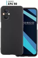 Чехол-накладка для Oppo A96 5G (Оппо А96 5Г, 5 Джи) тонкий из силикона с матовым покрытием, ROSCO защита модуля камер, черный