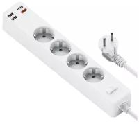 Удлинитель сетевой WiWU U01 EU Power Strip 4 x AC + 3 x USB + 20 Вт Type-C PD - Белый