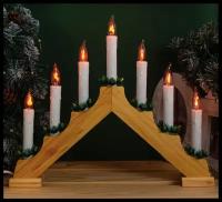 Рождественский светильник на окно горка 7 свечей с мерцанием