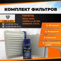 Комплект фильтров Toyota RAV4 (A40), Corolla (E150), Avensis (T270) (фильтр масляный+ воздушный+ салонный +прокладка сливной пробки)