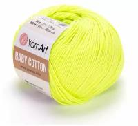 Пряжа YarnArt Baby Cotton -1 шт, 430 лимонный, 165 м/50 г, 50% хлопок, 50% акрил /ярнарт беби коттон/
