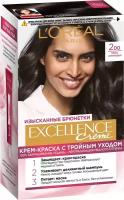 Крем-краска для волос L'Oreal Paris Excellence, оттенок 2.00 Темно-коричневый