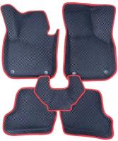 Автомобильные коврики EVA / ЕВА с бортами 3D+ / 3Д+ для Volkswagen Jetta 5 2005-2011 черный(ромб)-красный