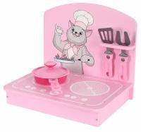 Кухня детская, мини, розовая, 6 предметов, цвет розовый