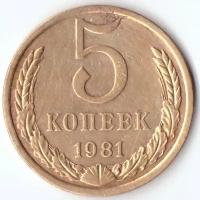 5 копеек 1981 года. VF