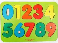 Развивающий деревянный пазл-вкладыш "Цифры цветные", дидактическое пособие для малышей