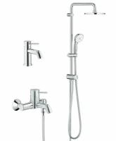 Комплект смесителей для ванны Grohe Bau Classic Rustic 60 с тропическим душем, хром