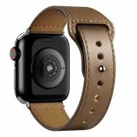Кожаный ремешок для Apple Watch series 3 4 5 6 7 8 9 SE, в корпусах 42, 44, 45, 49. Шоколадный / Coffee Brown