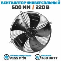 Вентилятор осевой 500 мм YWF4E-500S-137/35-G / 220 В, 380 Ватт. Поток: всасывание (от радиатора) в комплекте с защитной решеткой