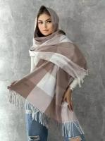 Палантин Cashmere,180х70 см, белый, коричневый