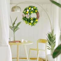 Венок интерьерный "Лимон", диаметр 30 см, летний венок на дверь, цветочный декор
