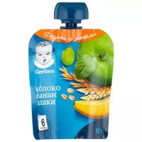 Пюре Gerber яблоко, банан, злаки (с 6 месяцев) 90 г, 1 шт