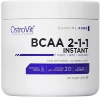 Аминокислоты BCAA (БЦАА), OstroVit, Supreme Pure BCAA 2-1-1 Instant, 200 г, Нейтральный