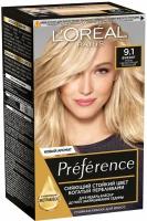 L'Oreal Paris Preference Крем-краска, тон 9.1 Викинг, очень светло-русый пепельный