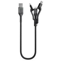 Кабель Nomad Universal Cable Kevlar, интерфейсы Lightning/USB-C/Micro-USB. Материал кевлар. Длина 0.3 м. Цвет чёрный