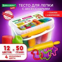 Пластилин-тесто для лепки BRAUBERG KIDS 24 цвета 1680 г 106722 (1)