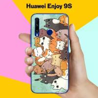 Силиконовый чехол на Huawei Enjoy 9S Много котов / для Хуавей Энжой 9С