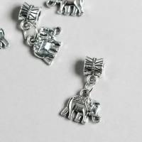 Бейл с подвеской металл для творчества "Индийский слон" серебро 2,4 см4 шт