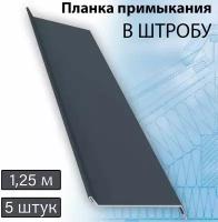 Планка примыкания в штробу 60 мм, 5 штук (RAL 7024) 1,25 м серый