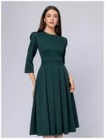 Платье изумрудного цвета длины миди с рукавами 3/4, 1001dress, размер 44, 0101178EM10