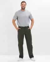 Мужские брюки чиносы из хлопка широкие, тёмно-зеленые, размер 50