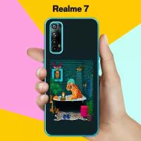 Силиконовый чехол на realme 7 Тигр в ванной / для Реалми 7