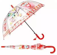 Зонт-трость Рыжий кот, бесцветный, красный