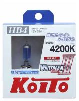 Лампа высокотемпературная Koito Whitebeam 9006 (HB4) 12V 55W (110W) 4200K (комплект 2 шт.) арт. P0757W