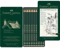 Набор карандашей чернографитных разной твердости Faber-Castel CASTELL 9000, 12 штук, 5H-5B, металлический пенал