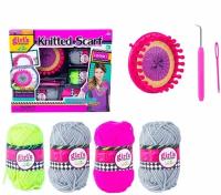 Набор для творчества Станок для вязания Knitted Scarf для девочек, 4 цвета пряжи, крючок, игла, MBK285
