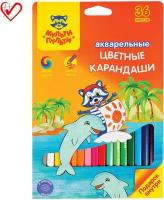 Карандаши акварельные Мульти-Пульти "Енот в Карибском море", 36цв, заточен