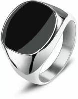 Кольцо из нержавеющей стали с черной вставкой Silver размер 18