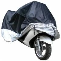 Чехол-тент на мотоцикл AutoExpert, цвет: черный-серебряный, 295х110х140 см, водонепроницаемый
