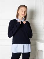 Джемпер - обманка, блузка повседневная, для школы для девочки / Белый слон 5339 р.140