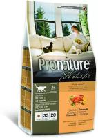 Сухой корм для взрослых кошек Pronature Holistic adult без зерновой (с уткой и апельсином), 340 гр