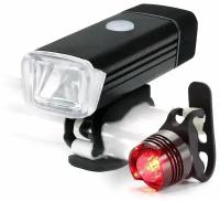 Комплект фонарей Energy cree led, 500 lumen, 4 режима, USB, алюминиевый корпус, чёрный, батарея 400mAh