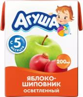 Сок осветленный Агуша Яблоко-шиповник (Tetra Pak), с 5 месяцев, 0.2 кг