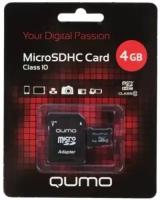 Qumo Карта памяти 4ГБ Qumo QM4GMICSDHC10 microSD Class10 + адаптер