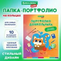 Портфолио для дошкольника папка, А4, 4 кольца, 20 файлов, 10 вкладышей, Девочка, Brauberg 115237