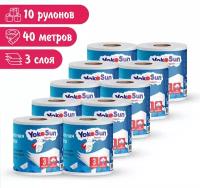 Туалетная бумага YokoSun, трехслойная, 400 м (10 рул * 40 м)