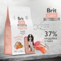 Корм для взрослых собак всех пород Brit Care Dog Adult Sensitive Metabolic, индейка, 3 кг