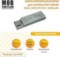 Аккумуляторная батарея для ноутбука Dell Latitude D620, D630 (PC764 ) 5200mAh OEM